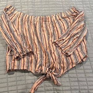 Off-shoulder tie-front top